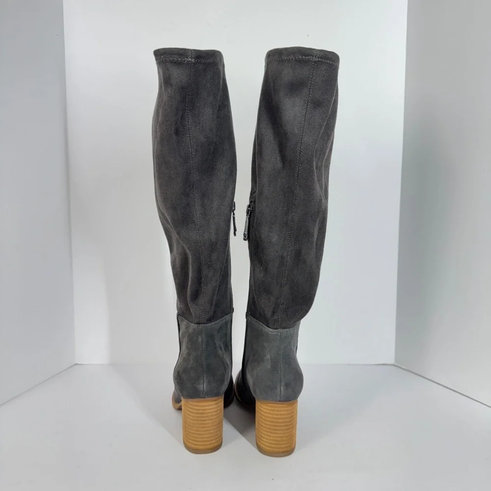 Blondo Gray Women Waterproof Suede Knee High Boots Block Heel Size 6.5M Casual